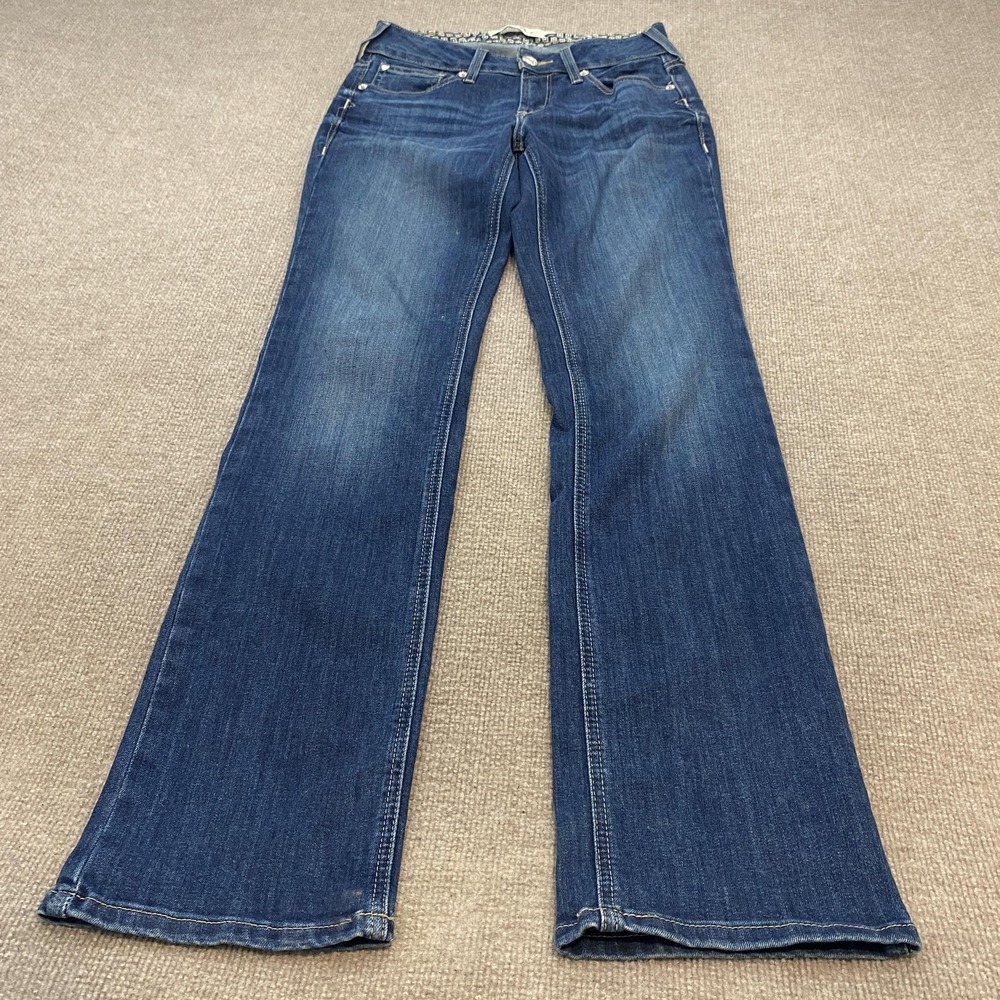 Ariat REAL Abby Straight Jeans Womens 28 R Blue Med Wash Mid Rise Stretch Denim